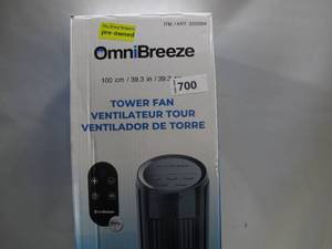 lot 700 image: OmniBreeze Tower Fan - 39.3 Inches  Black  With Remote