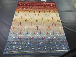 lot 618 image: Indoor Multicolor Short Thread Winter Landscape Rug Size  5 ft. x 7 ft.