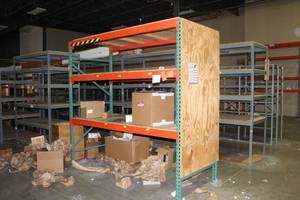 lot 434 image: Pallet Racking - Uprights (2), Cross Beams (6), Wood Racks (3)