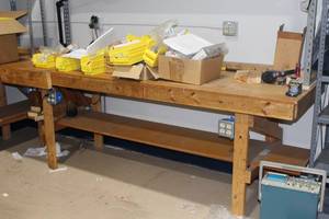 lot 464 image: Wood Workstation with 2-Outlet Hardwire Capability