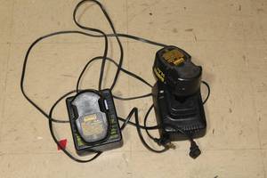 lot 527 image: Lot of (2) DeWalt 14.4VDC Cordless Tool Batteries with (2) Battery Chargers