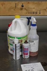 lot 555 image: Lot of (7) Misc Items - Towels, Air Cleaner, Disinfectant, WD-40