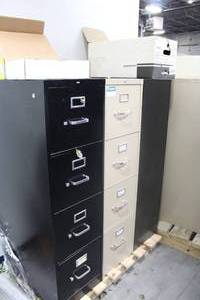 lot 587 image: Lot of (3) Metal File Cabinets 4-drawer
