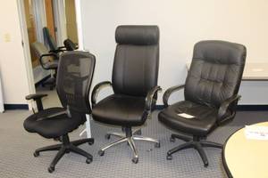 lot 664 image: Lot of (3) Leather Executive Rolling Office Arm Chairs