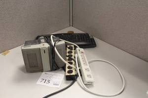 lot 715 image: Lot of (5) Office Supplies - (2) Computer Keyboards, (2) Power Strips, (1) Personal Heater