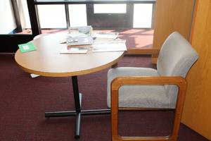 lot 747 image: 36 Wood Office Conference Table with (1) PaddedWood Office Arm Chair