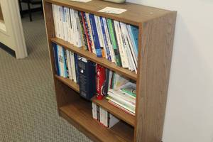 lot 750 image: Wooden Bookcase 3-shelf with Books