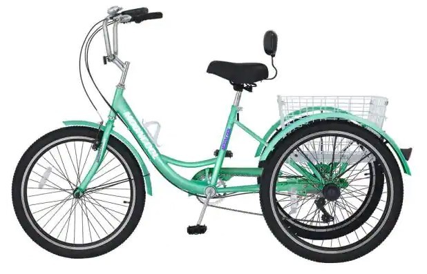 MOONCOOL 24 in. Adult Trikes 3 Wheeled 7 Speed Bike Trikes