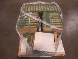 Pallet of 32 Cases of 12 x 12 Grecian White Marble Tile, 5 TilesCase or 5 Sq. FtCase. Model 390-101.