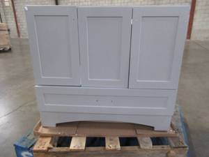 Lancaster 36 in. W x 19 in. D Bath Vanity Cabinet in Pearl Gray, LC36P2-PG - Doors and Drawer need some Attention.