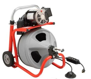 RIDGID Tap and Hold to Zoom K-400 Drain Cleaning Snake Auger 120-Volt Drum Machine with C-31IW 38 in. x 50 ft. Cable, S55KXGYZ-8435 - MISSING WHEELS AND CUTTERS - WORK WELL
