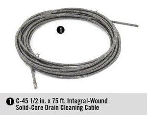 RIDGID C-45 12 in. x 75 ft. Integral-Wound Solid-Core Drain Cleaning Cable, 87597 - Unclaimed Freight