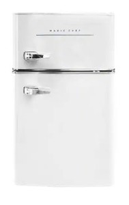Magic Chef Retro 3.2 Cu. Ft. 2 Door Mini Fridge in White, HMCR320WE - UNCLIAMED FREIGHT.