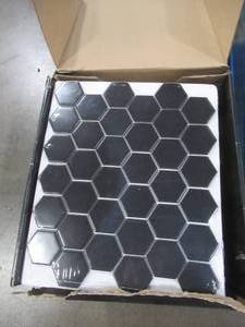 1 Case of Black 2 Hexagon Matte Tile, 15 Tilescase, Covers about .96 Sq. Ft. Per Tile.10747583117097.