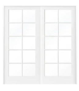 KROSSWOOD 72 in. x 80 in. Craftsman Shaker 10-Lite Full Both Active MDF Solid Hybrid Core Double Prehung Interior Door NO BORE, NICE CONDITION