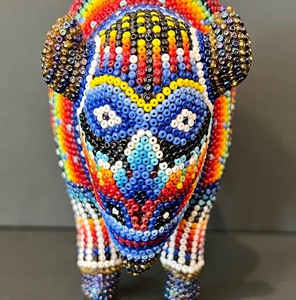 lot 42 image: Colorful Beaded Buffalo Figurine