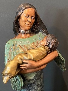 lot 30 image: Bronze Mixed Media Sculpture by Christopher Pardell - First Born
