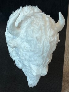 lot 10 image: Buffalo Head Cast Paper Sculpture by Allen Eckman
