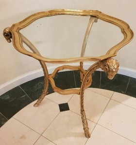 lot 3 image: Brass and Glass End Table by La Barge