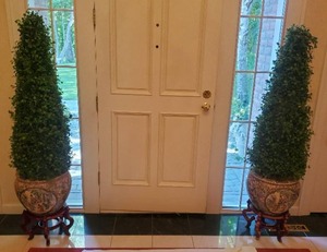 lot 13 image: Flower Planters with Wood Stands