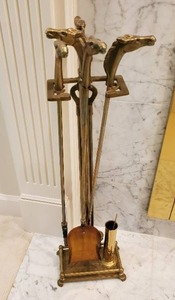 lot 110 image: Brass Fireplace Tool Set