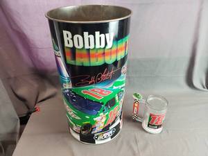lot 111 image: Bobby Labonte Trash Can and Mug