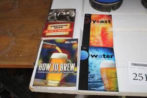 lot 251 image: Lot of (4) Brew Books - Ambitious Brew, How To Brew, Water, Yeast