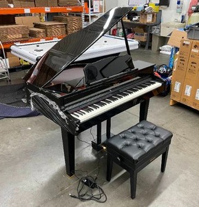 Roland Digital Mini Grand Piano  Electronic Keyboard w Ebony Cabinet and Bench Foot Pedals & Headphones