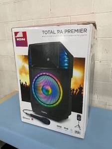 ION Total PA Premier High Power Bluetooth Public Address  PA System with Lights Microphone Stand & Remote Control