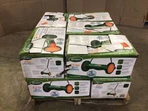 Pallet of Scotts 16 in. Manual Walk Behind Push Reel Lawn Mower by Scotts Customer Returns See Terms on Auction