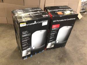 Lot of 2 LG Electronics 6,000 BTU (DOE) 115-Volt Portable Air Conditioner LP0621WSR Cools 250 Sq. Ft. with Dehumidifier Function and LCD Remote Customer Returns See Terms on  Auction