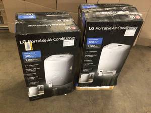 Lot of 2 LG Electronics 7,000 BTU (DOE) 115-Volt Portable Air Conditioner LP0721WSR Cools 300 Sq. Ft. with Dehumidifier Function and LCD Remote Customer Returns See Terms on Auction