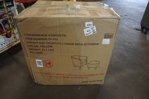 lot 6 image: Convenience Concepts Churchill Chair with Ottoman - MISSING LEGS