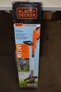 lot 116 image: Black and Decker 20V Lithium Ion Cordless String Trimmer