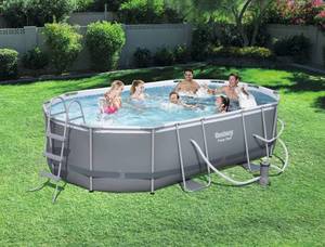 lot 161 image: Bestway Power Steel 16 x 10 x 42 Oval Above Ground Pool