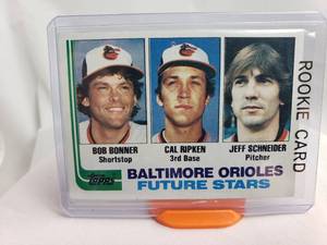 lot 88 image: Baltimore Orioles Future Stars Cal Ripken, Bob Bonner, Jeff Schneider Topps No. 21