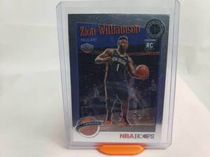 lot 10 image: Zion Williamson NBA Hoops Panini Rookie Card #296