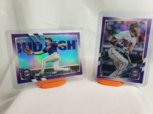 lot 26 image: Lot of 2 Purple Refractors Trevor Larnach Rookie, Alex Kirilloff Rookie Debut