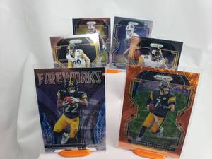 lot 38 image: Lot of 6 Prizm Cards Ben Roethlisberger, James Harrison, Najee Harris, TJ Watt, Marquez Stevenson, Jordan Poyer