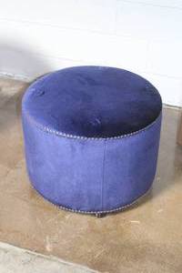lot 210 image: Faux Velvet Round Ottoman
