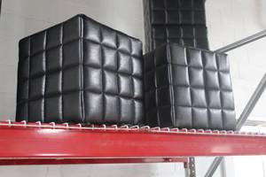 lot 201 image: Lot of (2) 16 Leather Ottoman
