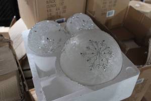 lot 353 image: Lot of (4 Cases) LED Snowflake Orbs Decorative Glass 3-count