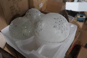 lot 356 image: Lot of (4 Cases) LED Snowflake Orbs Decorative Glass 3-count
