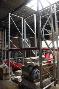 lot 10 image: Pallet Racking - (2) Uprights, (4) Cross Beams, (4) Grates