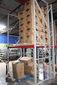 lot 14 image: Pallet Racking - (2) Uprights, (4) Cross Beams, (4) Grates