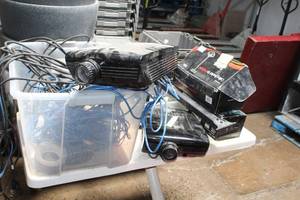 lot 50 image: Lot of (2) Projectors with Ceiling Mount Bracket, Projector Mount and Cable