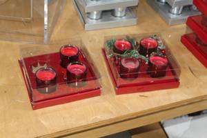 lot 101 image: Lot of (7) Candle with Red Glass Candleholder