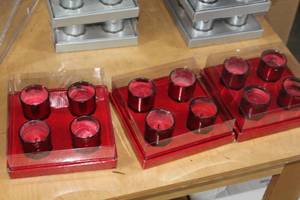 lot 102 image: Lot of (12) Candle with Red Glass Candleholder