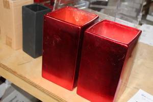 lot 108 image: Lot of (2) 10 Ceramic Rectangle Vases