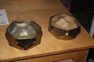 lot 129 image: Lot of (2) Metal Hexagon Planters